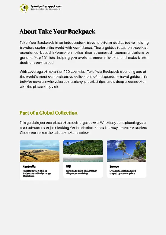 example page 1 from our offline Travel Guide for New Zealand